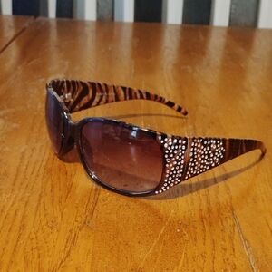 Foster Grant Zebra Pattern Sunglasses with Rhinestones